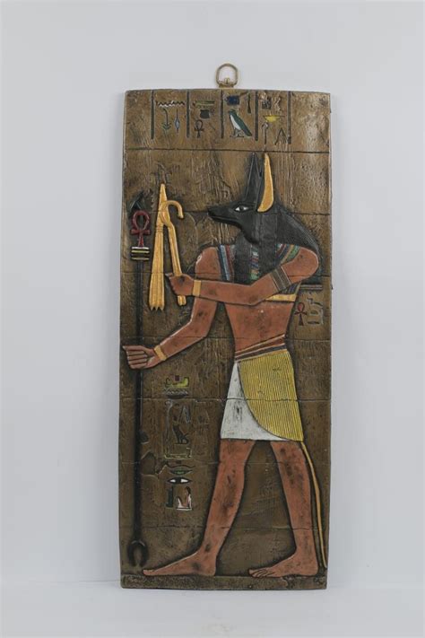 Anubis Jackal God Wall Relief Carrying His Wand And Symbols Of Etsy
