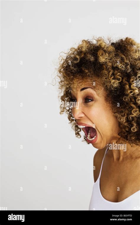 Woman Screaming Portrait Stock Photo Alamy