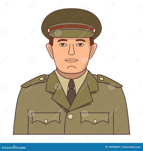Personaje De Caricatura De Soldado Del Ejército Militares Un Oficial
