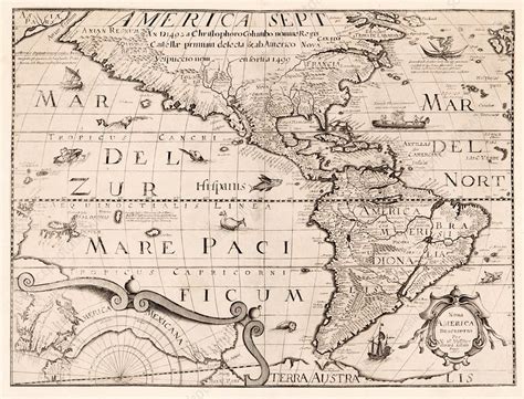 Map Of The Americas 17th Century Stock Image C0369325 Science