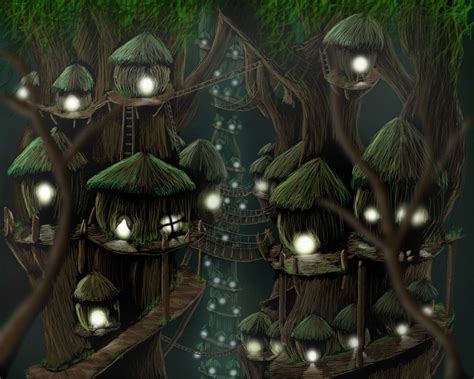 Ewok Village Fantasy Tree Ewok Star Wars Concept Art