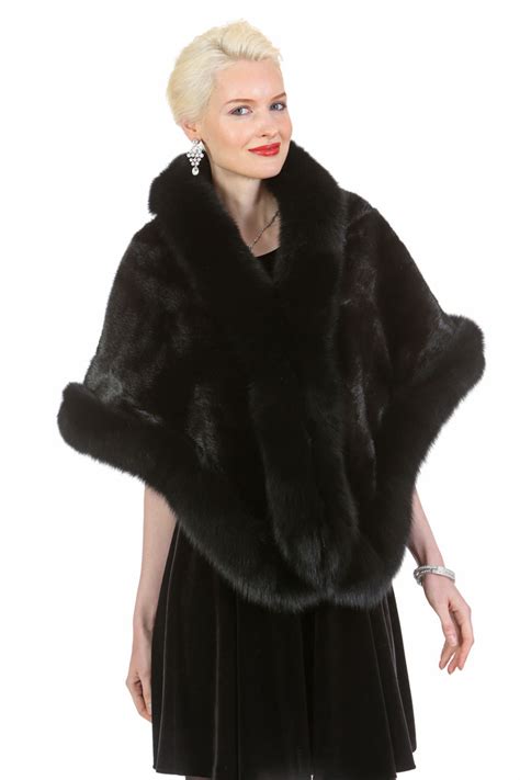 ranch mink cape stole black fox trim the lana madison avenue mall furs