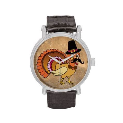 thanksgiving mustache turkey wrist watch leather watch wristwatch men wrist watch