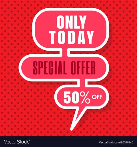 Only Today Special Offer 50 Off Red Background Ve Vector Image