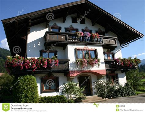 Photo About Pretty Flower Decked Austrian House In The Tyrolean Village