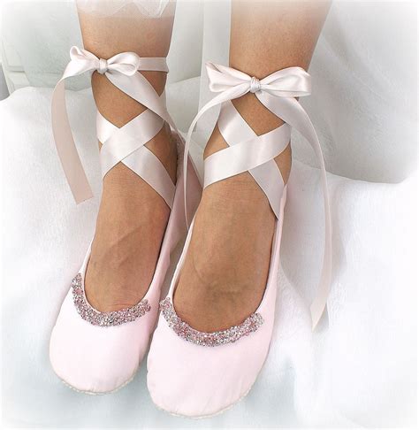 Light Pink Wedding Ballet Flats Shoes Beaded With Rhinestones Etsy