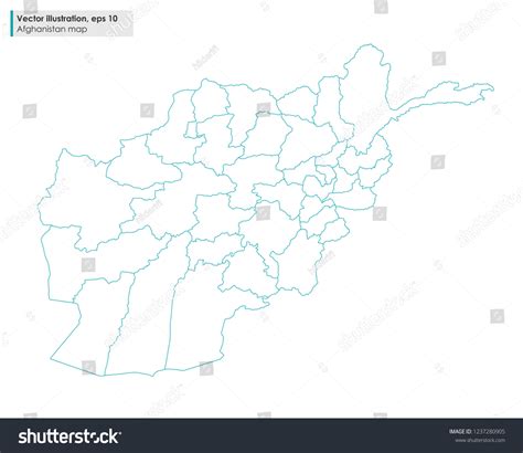 Afghanistan Map Regions Vector Line Illustration Stock Vector Royalty
