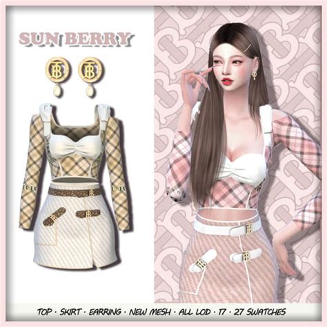 Sims 4 Sunberry Burberry Top Skirt The Sims Book