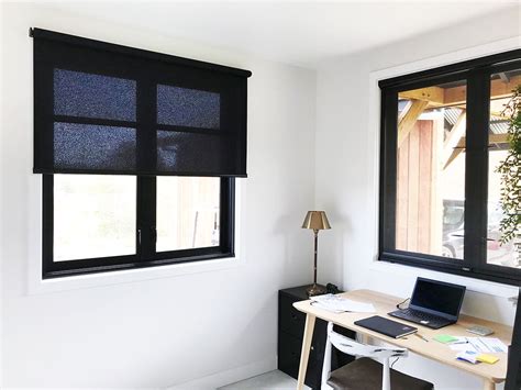 Black Roller Blinds With Light Filtering Fabric Gecco Blinds