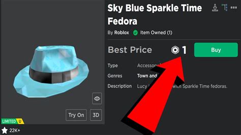 Selling Sky Blue Sparkle Time Fedora For 1 Robux Youtube