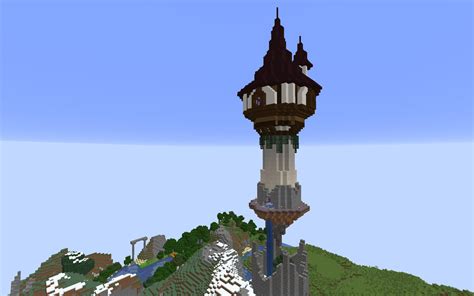 Survival House Mountain Top Floating Island Wizard Tower Minecraft