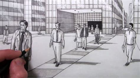 How To Draw People In Perspective In A City Drawing People 1 Point