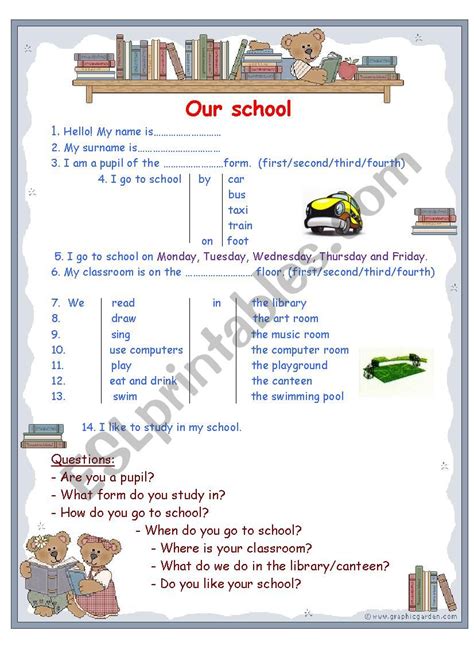 Our School Esl Worksheet By Natalyshka
