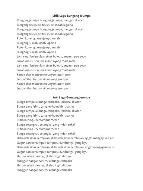 Lirik Lagu Bungong Jeumpa Pdf