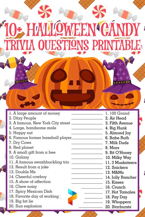 Halloween Candy Trivia Questions Printable