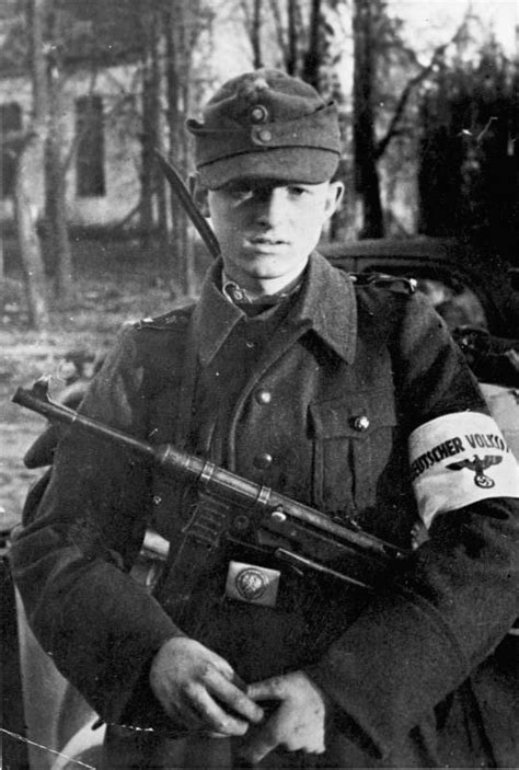 16 Year Old Member Of The German Volkssturm With An Mp 40 East Prussia