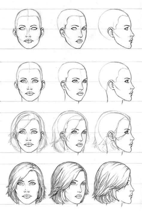 Face Drawing Tutorial Female Head And Face Tutoriales De Dibujo De