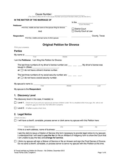 Free Printable Petition For Divorce Printable Templates
