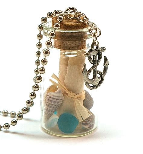 Message In A Bottle Necklace Mini Glass Bottle With Tied