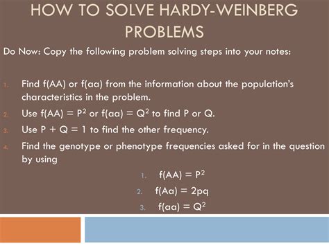 Hardy weinberg problem set : How to Solve Hardy-Weinberg problems