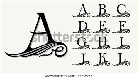 Vintage Set 1 Calligraphic Capital Letters Stock Vector Royalty Free