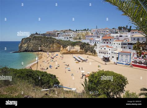 Beach Praia De Carvoeiro Algave Portugal Europe Stock Photo Alamy