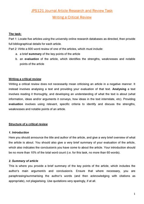 💌 Critical Evaluation Of Journal Article Example Critical Evaluation
