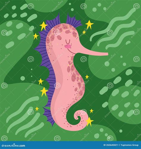 Seahorse Sea Life Stock Vector Illustration Of Cute 265645021