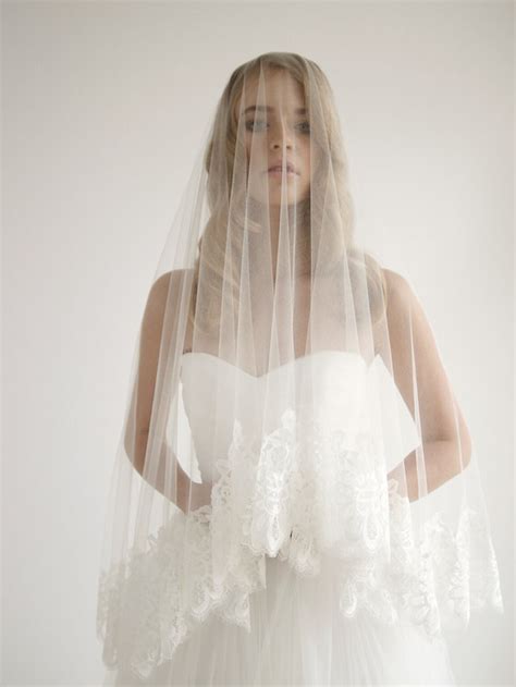 Silk Tulle Wedding Veil Lace Silk Wedding Veil Drop Veil Etsy