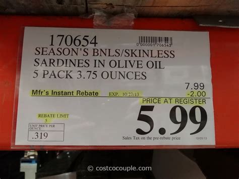 Check out our entire assortment of season brand meat & seafood under a dollar. Season Brand Sardines In Olive Oil