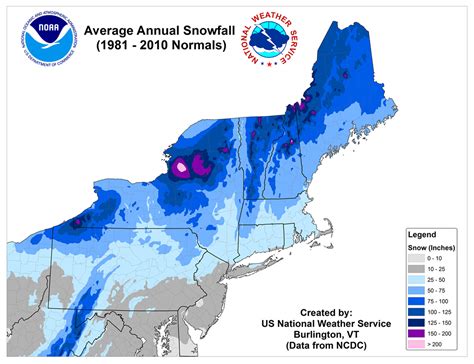 Noaas Official Annual Snowfall Averages For The Northeastern Usa