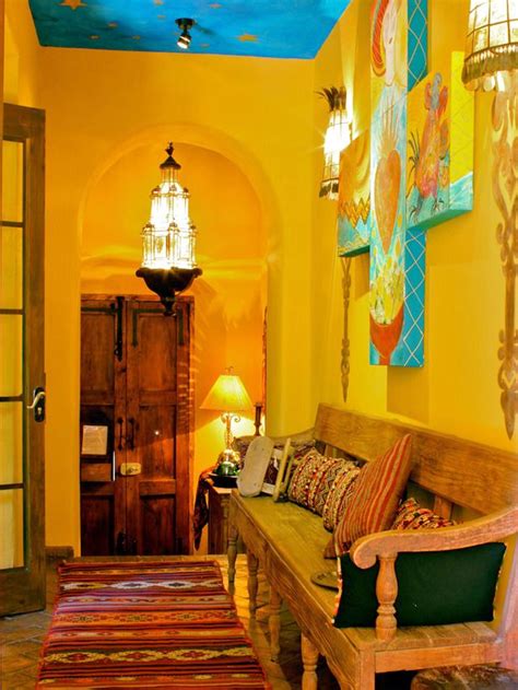 Whimsical Mexican Style Entry Hall This Golden Yellow Spanish Entry