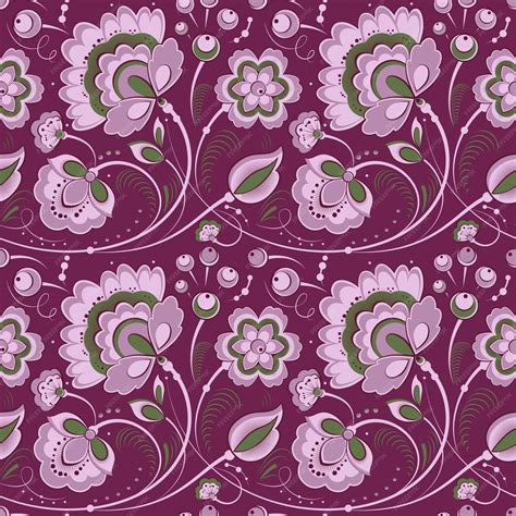 Premium Vector Violet Floral Seamless Pattern In Slavonic Style