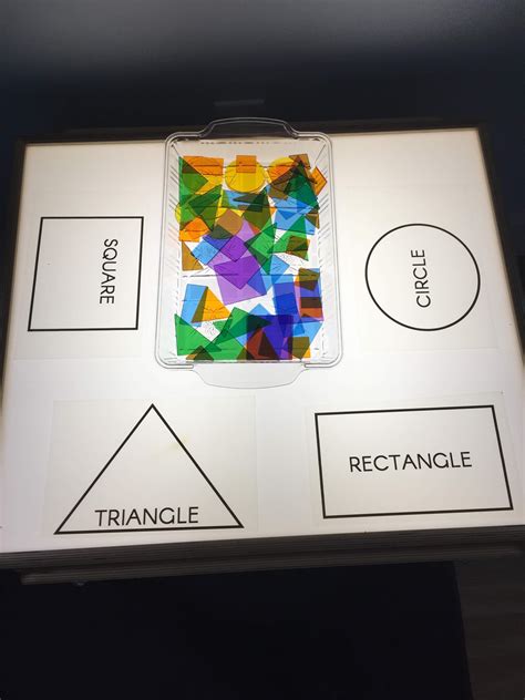 Shape sorting light table activity | Light box activities, Shapes