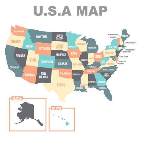 10 Best Printable Usa Maps United States Colored