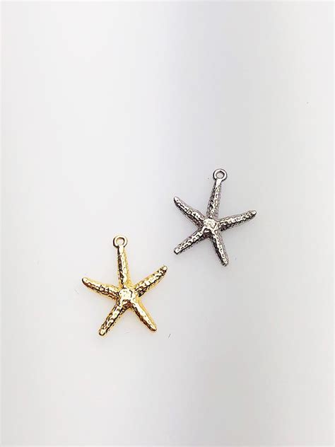 14k Solid Gold Starfish Charm W Ring 121x145mm Made In Usa L 133