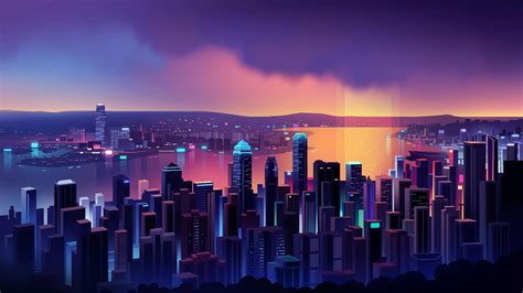 Purple Anime City Ps4 Wallpapers Wallpaper Cave