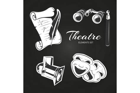 Theatre Symbols Set On Chalkboard 863062 Illustrations Design Bundles