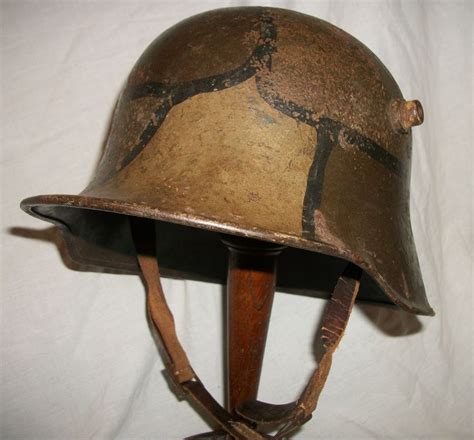 Ww1 Imperial German M18 Army Helmet With Block Camouflage