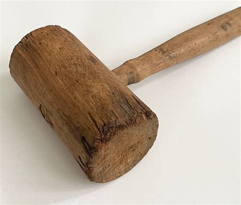 Primitive Wooden Mallet Hammer Vintage Hand Carved Wood Rustic Etsy