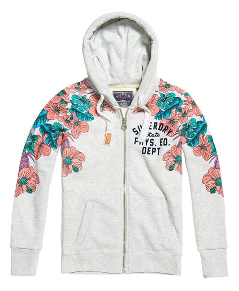 Superdry Tropical Floral Hoodie Met Rits Hoodies Voor Dames