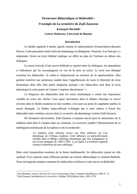 Ecriture didascalique et création théâtrale : l`exemple de La