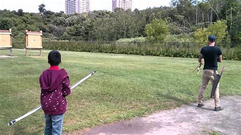 Shooting my PVC Long Bow at Toronto Archery Range - YouTube