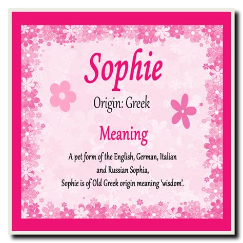 Sophie Personalised Name Meaning Coaster The Card Zoo