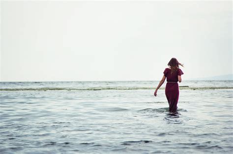 Wallpaper Sea Water Shore Beach Dress Coast Horizon Vacation Girl Mood Ocean Wave