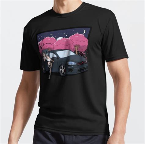 Cute Anime Girl Leaning On The Car Active T Shirt For Sale By