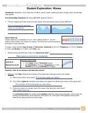 Take a look at the simulation pane. Waves Gizmo Student Sheet 2017.pdf - Student Exploration ...