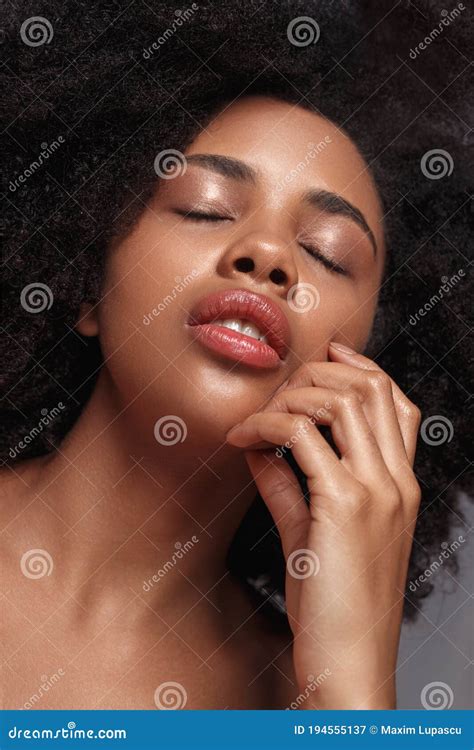 Beautiful Ethnic Female Touching Face Stock Image Image Of Perfect Pleasure