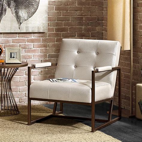 ink ivy waldorf lounge chair in white bronze bed bath and beyond