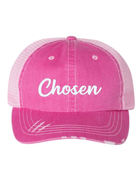 Women S Christian Chosen Embroidered Baseball Cap Pink